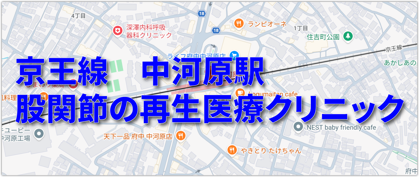 京王線中河原駅から行く股関節の再生医療クリニック