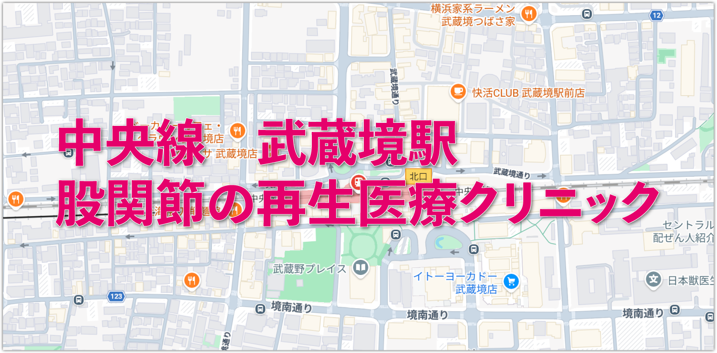中央線武蔵境駅周辺の股関節の再生医療クリニック